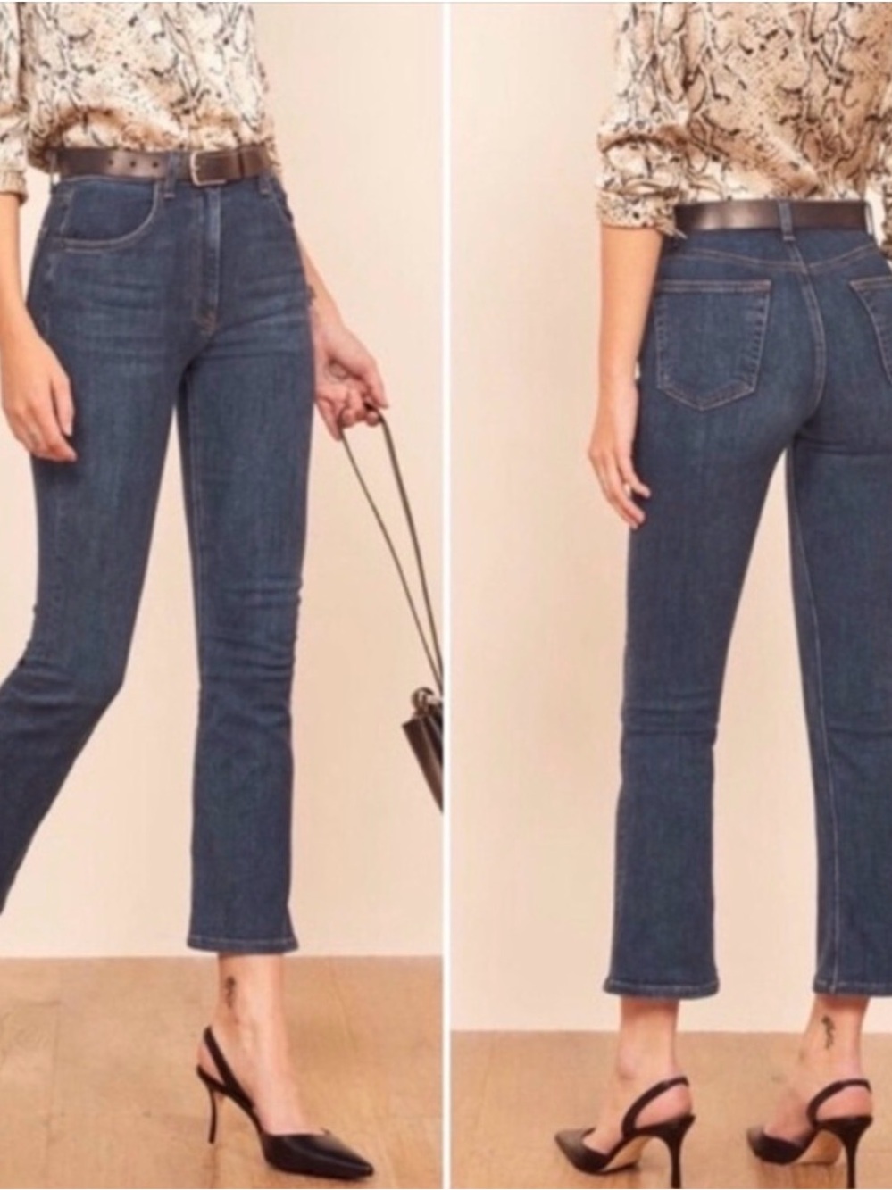 Reformation Jessie High Crop Boot Jeans Orlando Wash 25